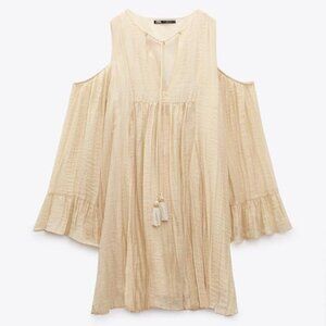 Zara Cold Shouler Mini Dress   Boehemian Style Sz M
